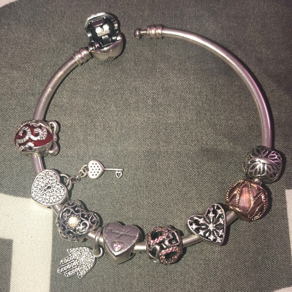 Pandora Bracelet with Silver & Rose Gold Charms
